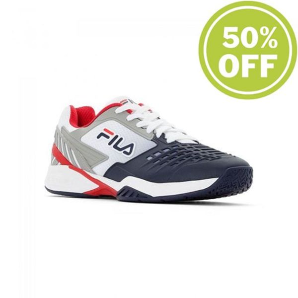 Fila Axilus 2 Energized Tennis Men's Running Shoes - White/Red/Navy,NZ 561-68420